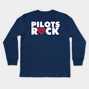 Pilots rock with plane inside hearth Kids Long Sleeve T-Shirt